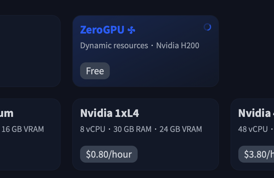 Increase scalability and performance with more compute options like ZeroGPU.