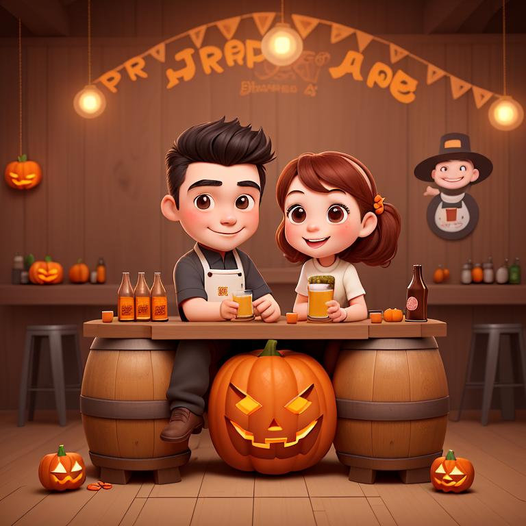Chibi guy and girl on Halloween