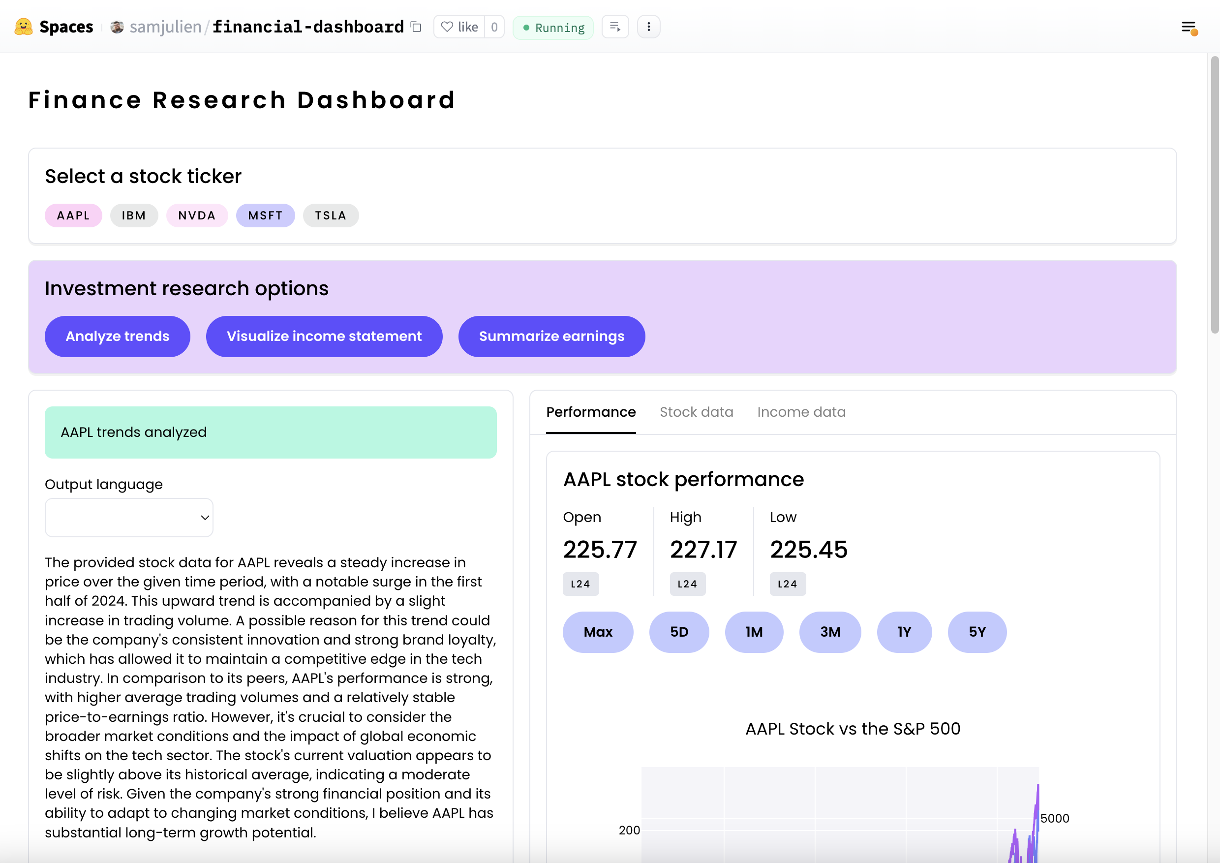 Image of Writer Framework running on Hugging Face Spaces